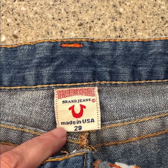 TRUE RELIGION Vintage Y2K Beaded Embroidered Denim Mini Skirt Made In USA - Picture 2 of 15